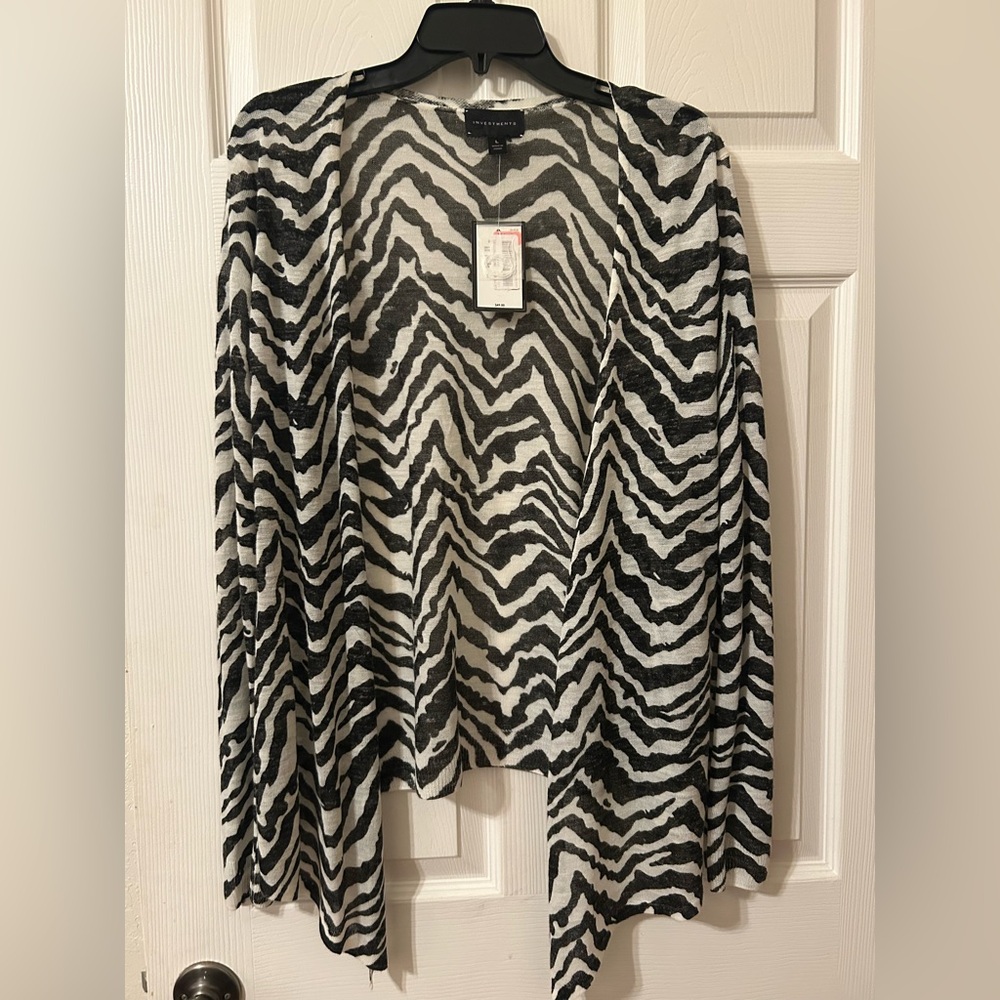 Investments Zebra Print Open Cardigan Size Large